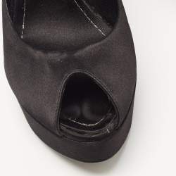Pre Owned Dior Black Satin Miss Dior Peep Toe Pumps Size 38.5