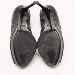 Pre Owned Dior Black Cannage Leather Bow Peep Toe Platform Pumps Size 40