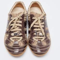 Pre Owned Dior Brown Canvas And Leather Low Top Sneakers Size 37.5