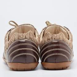 Pre Owned Dior Brown Canvas And Leather Low Top Sneakers Size 37.5