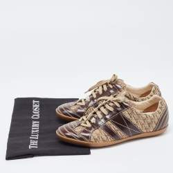 Pre Owned Dior Brown Canvas And Leather Low Top Sneakers Size 37.5