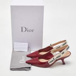 Pre Owned Dior Red Patent Leather J'adior Slingback Pumps Size 36.5