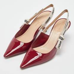 Pre Owned Dior Red Patent Leather J'adior Slingback Pumps Size 36.5