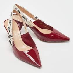 Pre Owned Dior Red Patent Leather J'adior Slingback Pumps Size 36.5