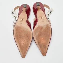 Pre Owned Dior Red Patent Leather J'adior Slingback Pumps Size 36.5