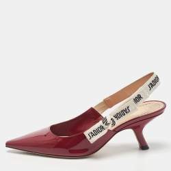 Pre Owned Dior Red Patent Leather J'adior Slingback Pumps Size 36.5