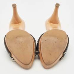 Dior Black Leather Lock Charm Wooden Clogs Size 39.5