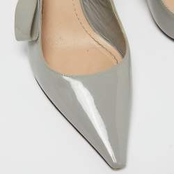 Pre Owned Dior Grey Patent Leather J'adior Slingback Pumps Size 39