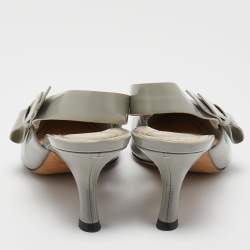 Pre Owned Dior Grey Patent Leather J'adior Slingback Pumps Size 39