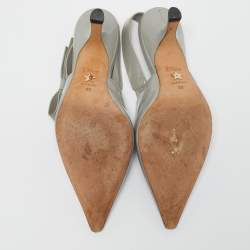 Pre Owned Dior Grey Patent Leather J'adior Slingback Pumps Size 39