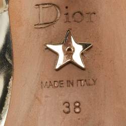 Pre Owned Dior Gold Foil Leather Jadior Slingback Pumps Size 38