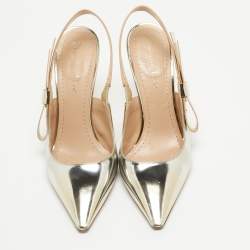 Pre Owned Dior Gold Foil Leather Jadior Slingback Pumps Size 38