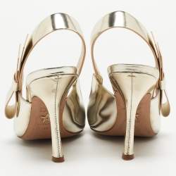 Pre Owned Dior Gold Foil Leather Jadior Slingback Pumps Size 38