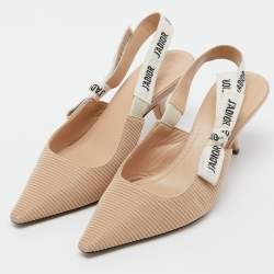 Dior Beige Canvas J'adior Slingback Pumps Size 39