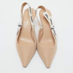 Dior Beige Canvas J'adior Slingback Pumps Size 39