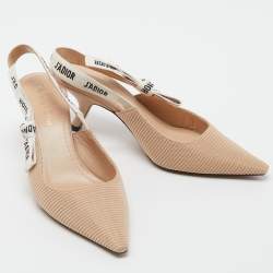 Dior Beige Canvas J'adior Slingback Pumps Size 39