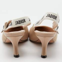 Dior Beige Canvas J'adior Slingback Pumps Size 39