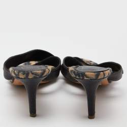 Dior Navy Blue Leather Cross Strap Slide Sandals Size 39