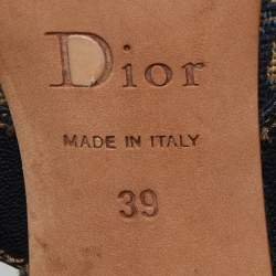 Dior Navy Blue Leather Cross Strap Slide Sandals Size 39