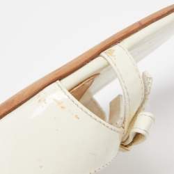 Dior Cream Patent Leather Bow Slides Size 37