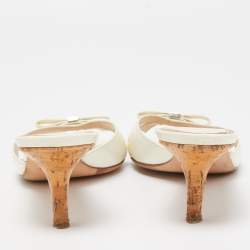 Dior Cream Patent Leather Bow Slides Size 37