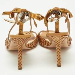 Dior Tan Python and Leather Ankle Strap Sandals Size 39