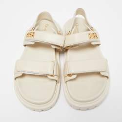 مملوكة مسبقًا Dior Cream Leather DiorAct Slingback Sandals Size 41.5