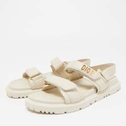 مملوكة مسبقًا Dior Cream Leather DiorAct Slingback Sandals Size 41.5