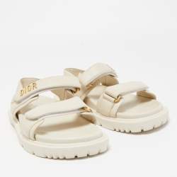 مملوكة مسبقًا Dior Cream Leather DiorAct Slingback Sandals Size 41.5