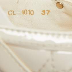 Dior White Quilted Patent Leather Clogs Size 37