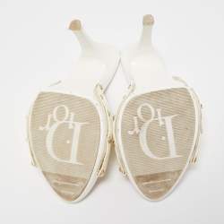 Dior White Quilted Patent Leather Clogs Size 37