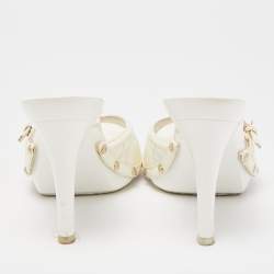Dior White Quilted Patent Leather Clogs Size 37