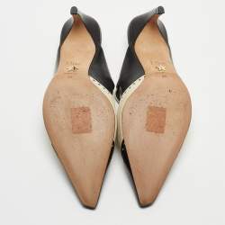 Dior Black/Cream Brogue Leather Mules Size 39