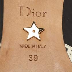 Dior Black/Cream Brogue Leather Mules Size 39