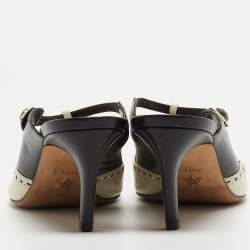 Dior Black/Cream Brogue Leather Mules Size 39