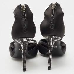 Dior Black Satin Crystal Details Strappy Pumps Size 40 