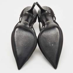 Dior Black Satin Crystal Details Strappy Pumps Size 40 