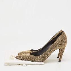 Dior Black/Gold Studded Suede Pointed Toe Pumps Size 40
