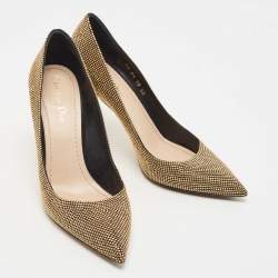 Dior Black/Gold Studded Suede Pointed Toe Pumps Size 40