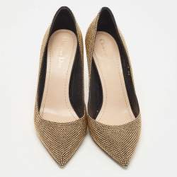 Dior Black/Gold Studded Suede Pointed Toe Pumps Size 40