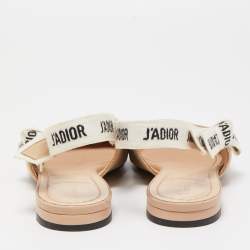 Dior Beige Technical Fabric J'adior Slingback Flats Size 37.5