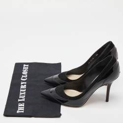 Pre Owned Dior Black Patent Leather and Suede Pointed Toe Pumps Size 36