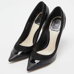 Pre Owned Dior Black Patent Leather and Suede Pointed Toe Pumps Size 36