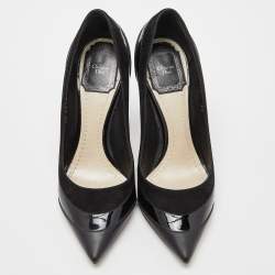 Pre Owned Dior Black Patent Leather and Suede Pointed Toe Pumps Size 36