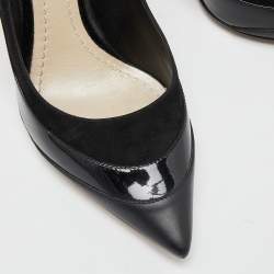 Pre Owned Dior Black Patent Leather and Suede Pointed Toe Pumps Size 36