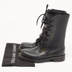 Dior Black Rubber Diorcamp Combat Boots Size 39