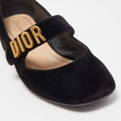 Pre Owned Dior Black Velvet Baby-D Pumps Size 36