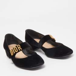 Pre Owned Dior Black Velvet Baby-D Pumps Size 36