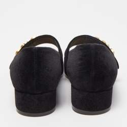 Pre Owned Dior Black Velvet Baby-D Pumps Size 36