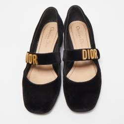 Pre Owned Dior Black Velvet Baby-D Pumps Size 36